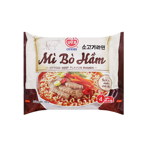 Mì bò hầm Ottogi, lốc 8 gói, 120g